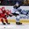 OSTRAVA, CZECH REPUBLIC - MAY 11: Belarus' Yevgeni Kovyrshin #88 battles for a loose puck with Finland's Petri Kontiola #27 during preliminary round action at the 2015 IIHF Ice Hockey World Championship. (Photo by Richard Wolowicz/HHOF-IIHF Images)

